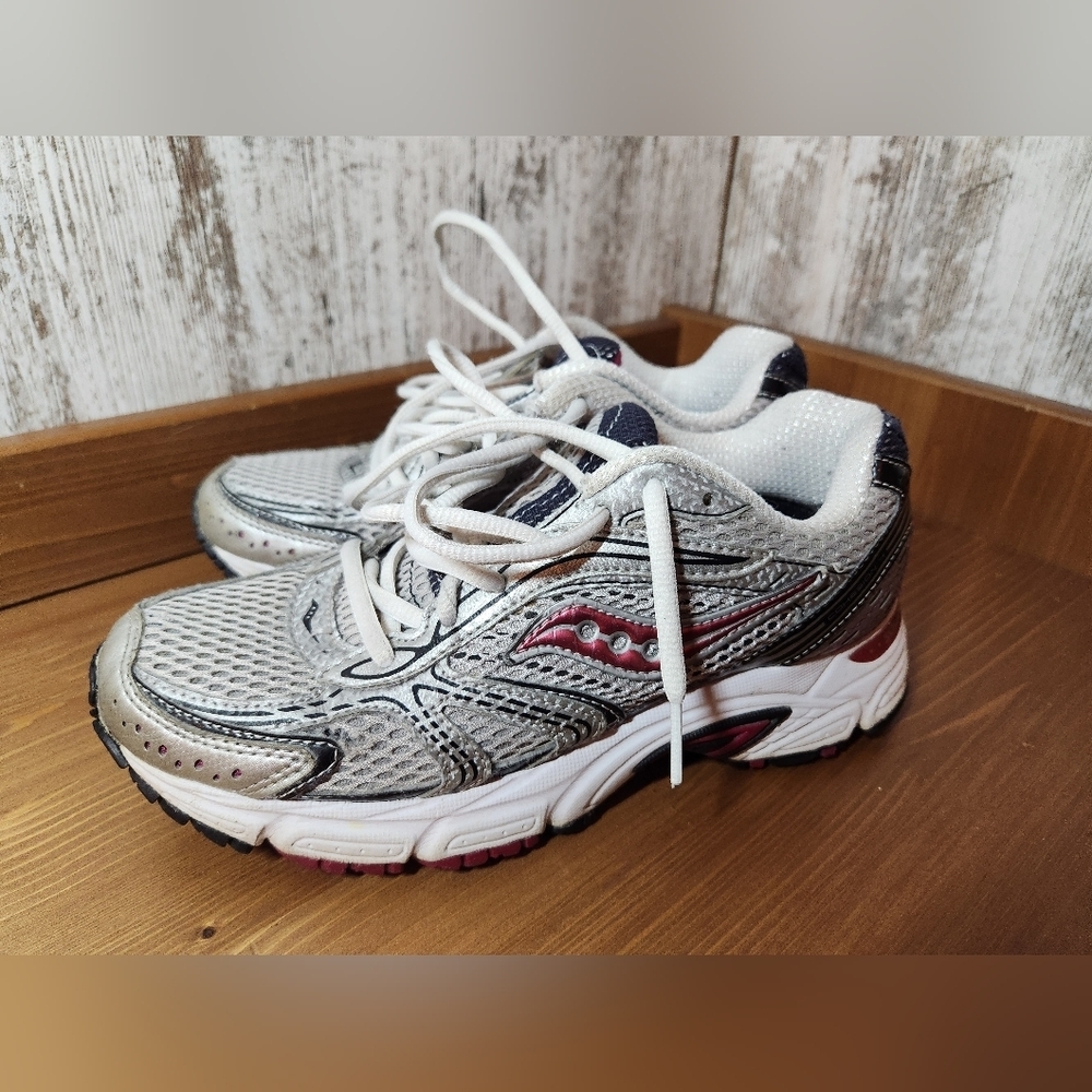 Saucony Women's Silver and Burgundy Athletic Shoes